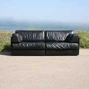 Canapé De Sede DS-76, cuir noir, modulable, Suisse, années 70