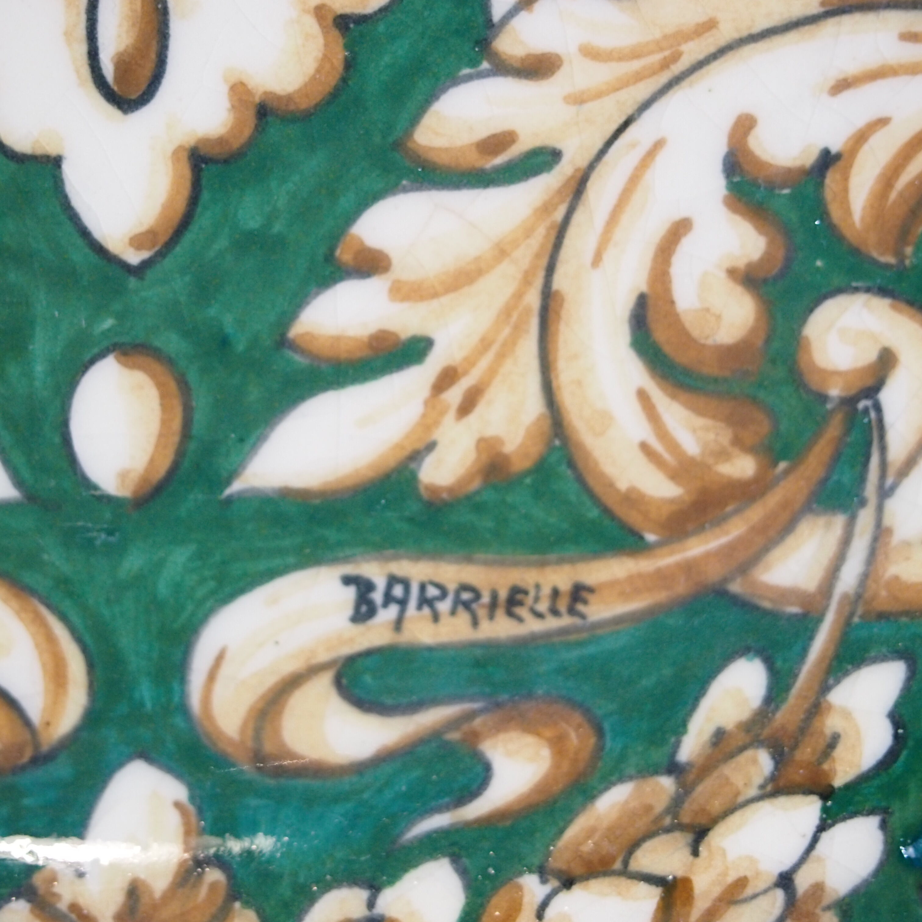 Decorated plate signed Barrielle vintage