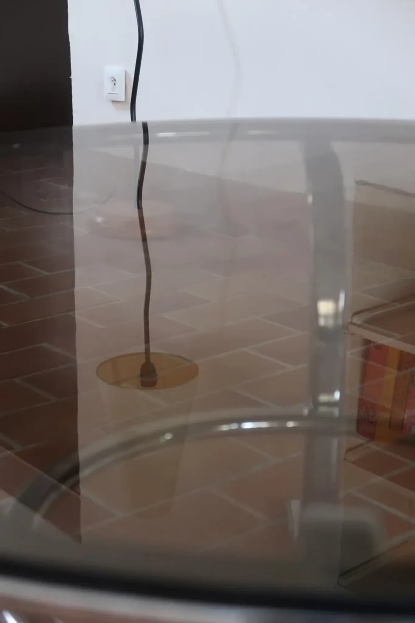 Round coffee table in smoked glass and chrome – Space Age style, 1970s