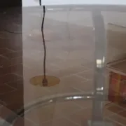 Round coffee table in smoked glass and chrome – Space Age style, 1970s