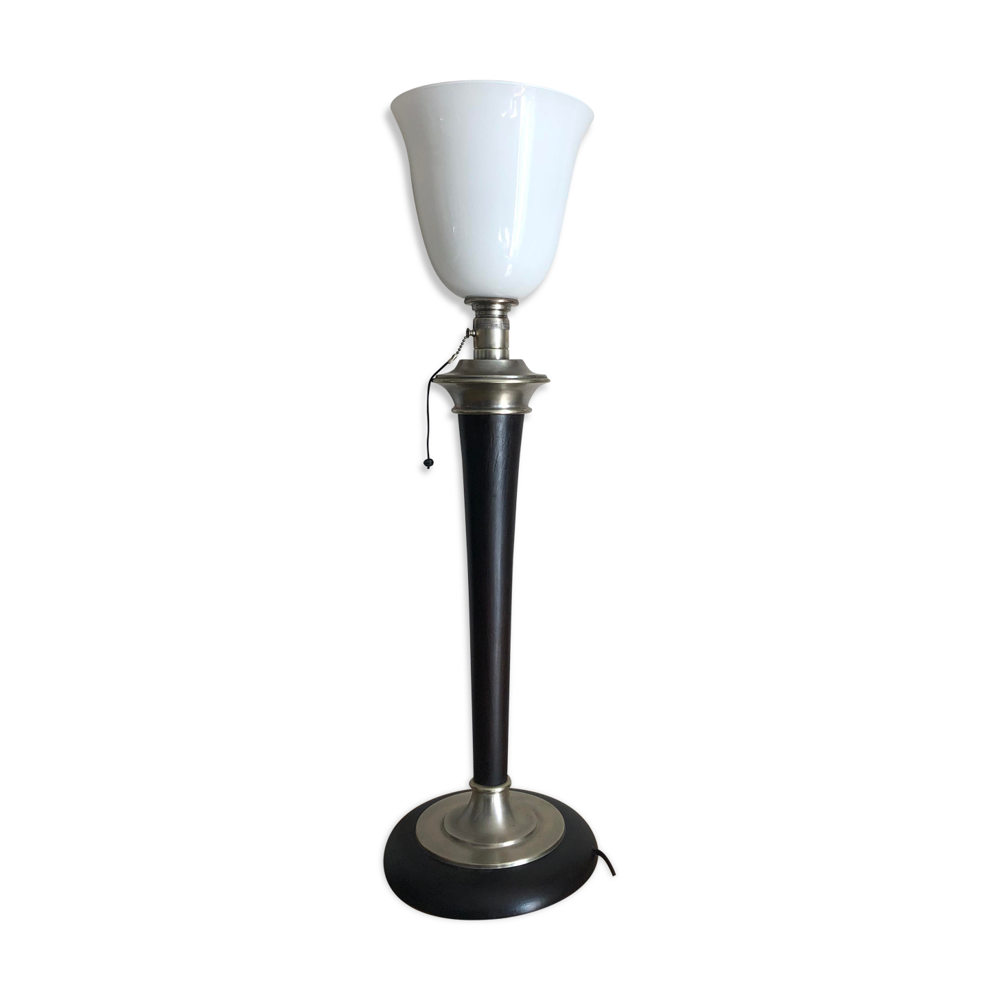 lampe Mazda bois et opaline 1930/1940