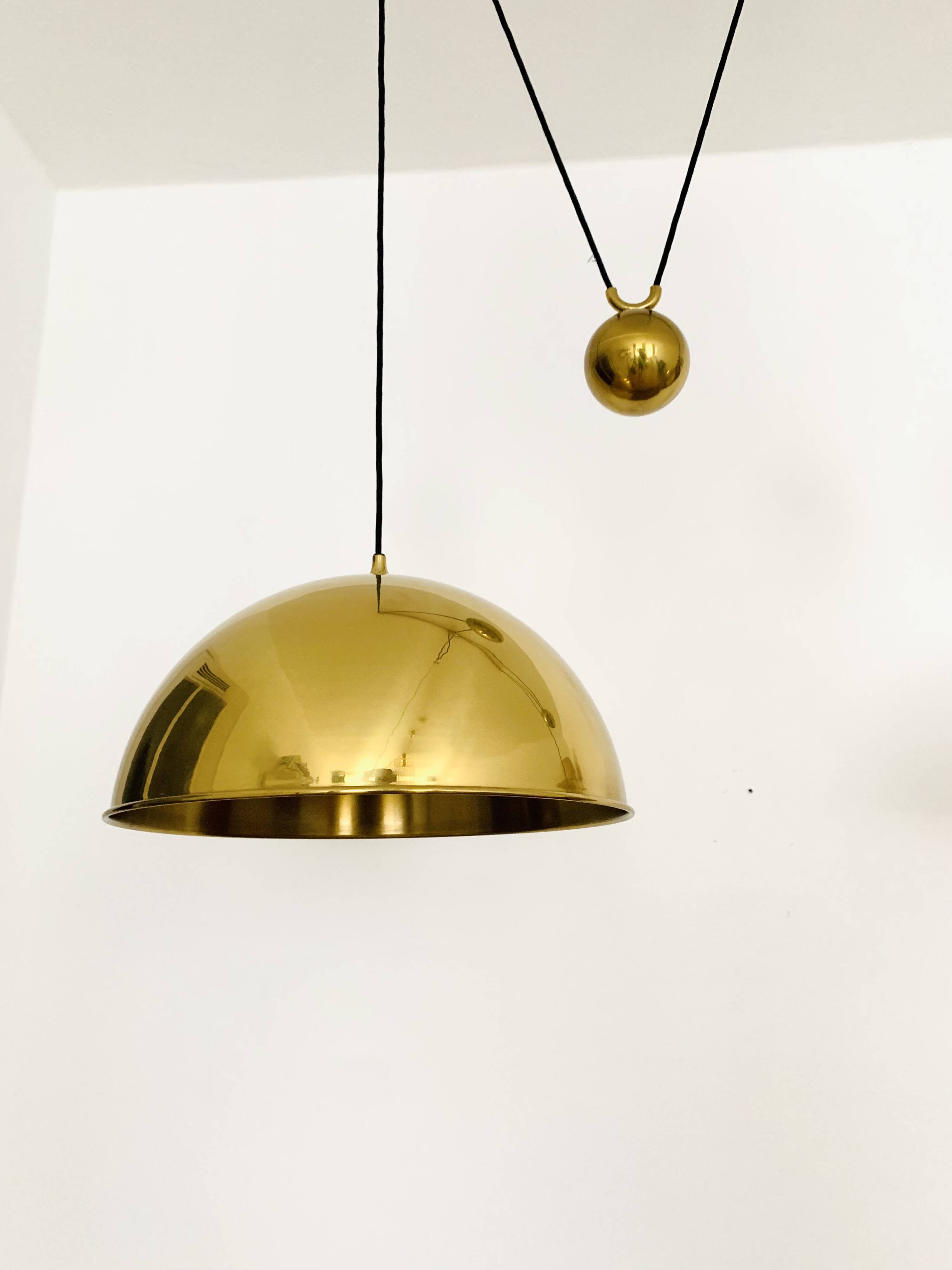 Large Adjustable Double Posa44 Brass Pendant Lamp by Florian Schulz