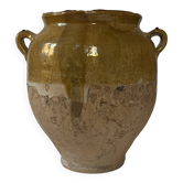 Old glazed yellow terracotta confit pot – South-West of France