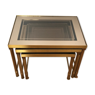 Brass and glass trundle tables