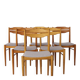 Ensemble de 6 chaises de salle à manger vintage des années 1970, chaises en hêtre et teck, milieu du siècle.