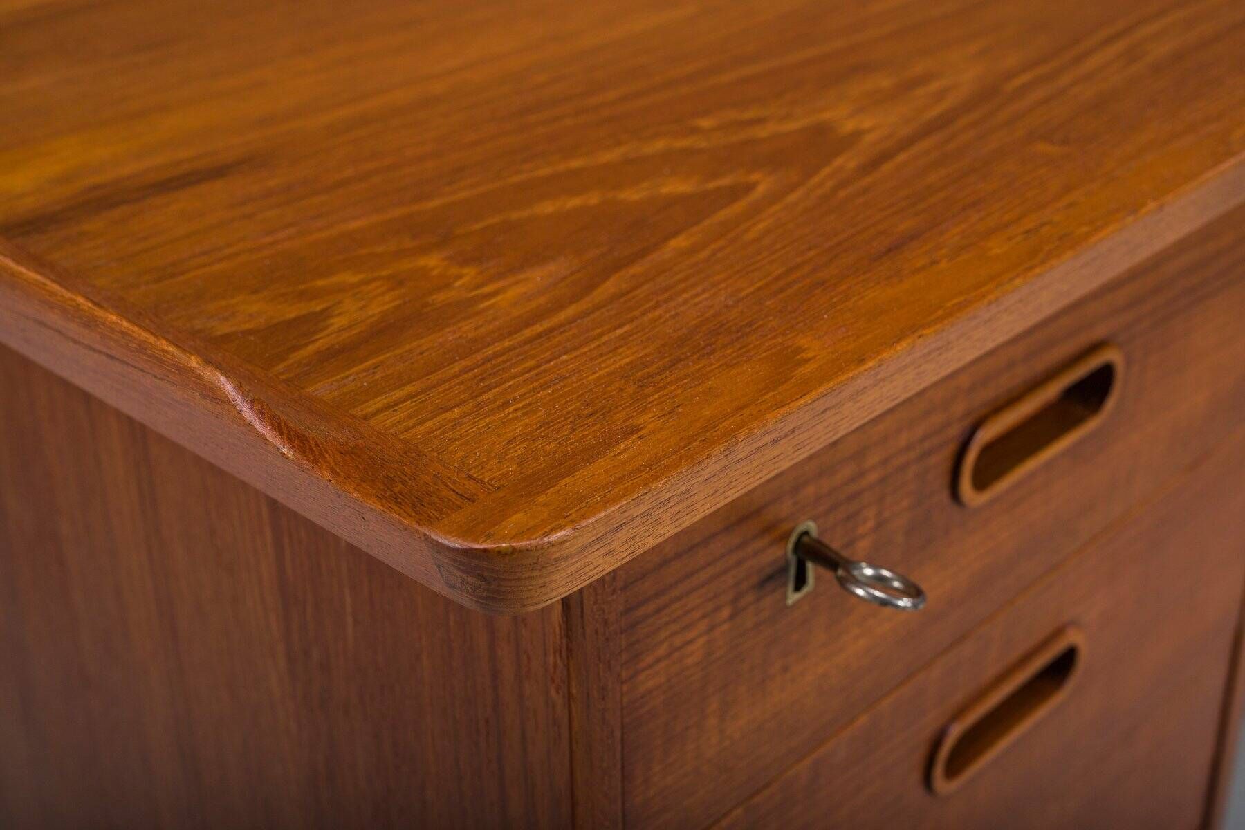 Mid-century Danish freestanding teak desk with raised lip edge, 1960s