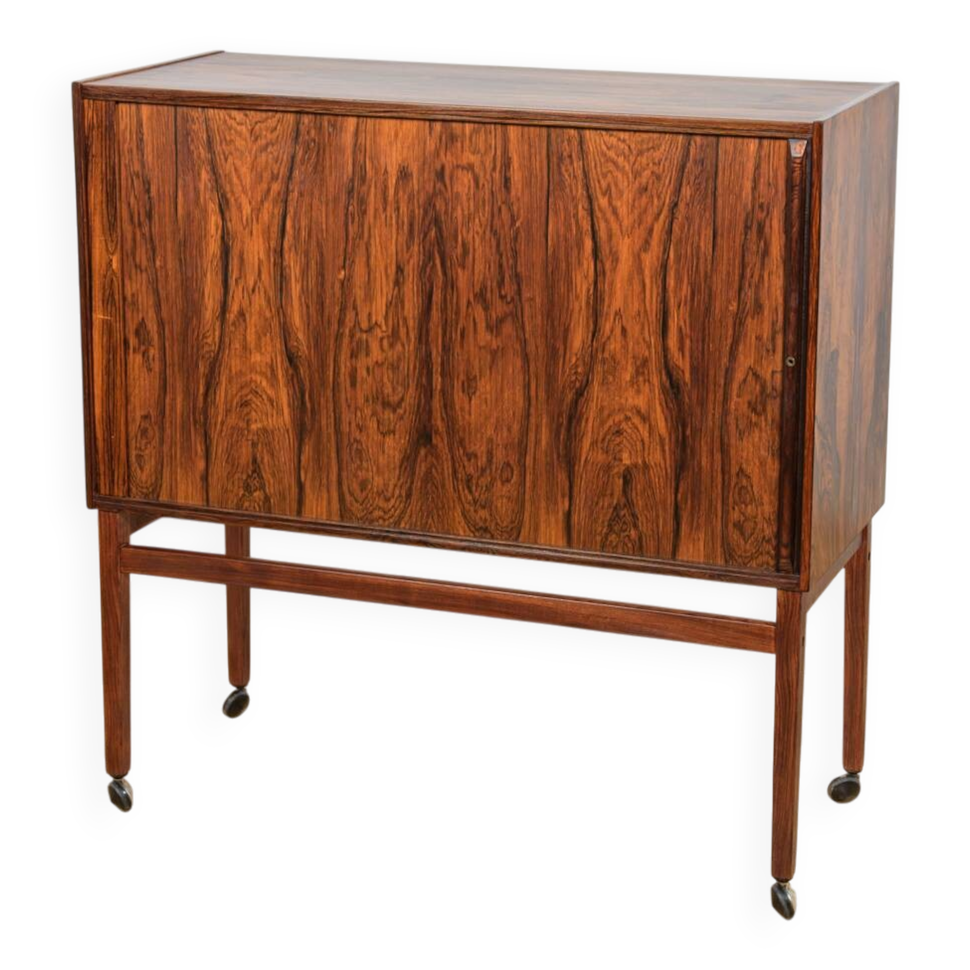 Mid-century rosewood bar with roller doors, Denmark, 1960s