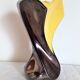 Art Deco vase in two-tone glazed ceramic (black/yellow), signed and numbered