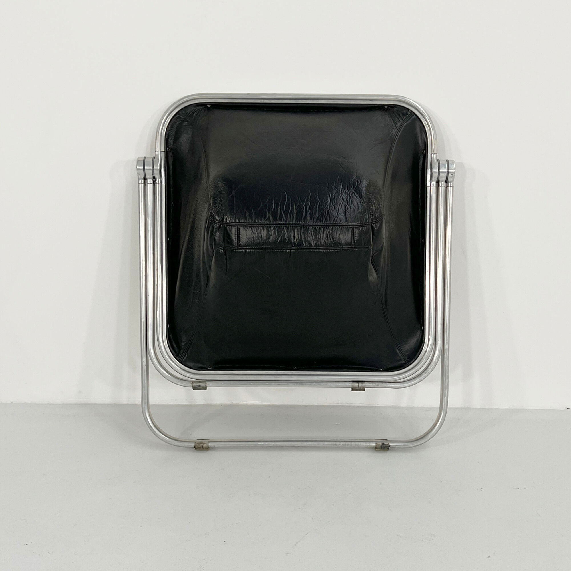 Plona chair in black leather by Giancarlo Piretti for Anonima Castelli, 1970