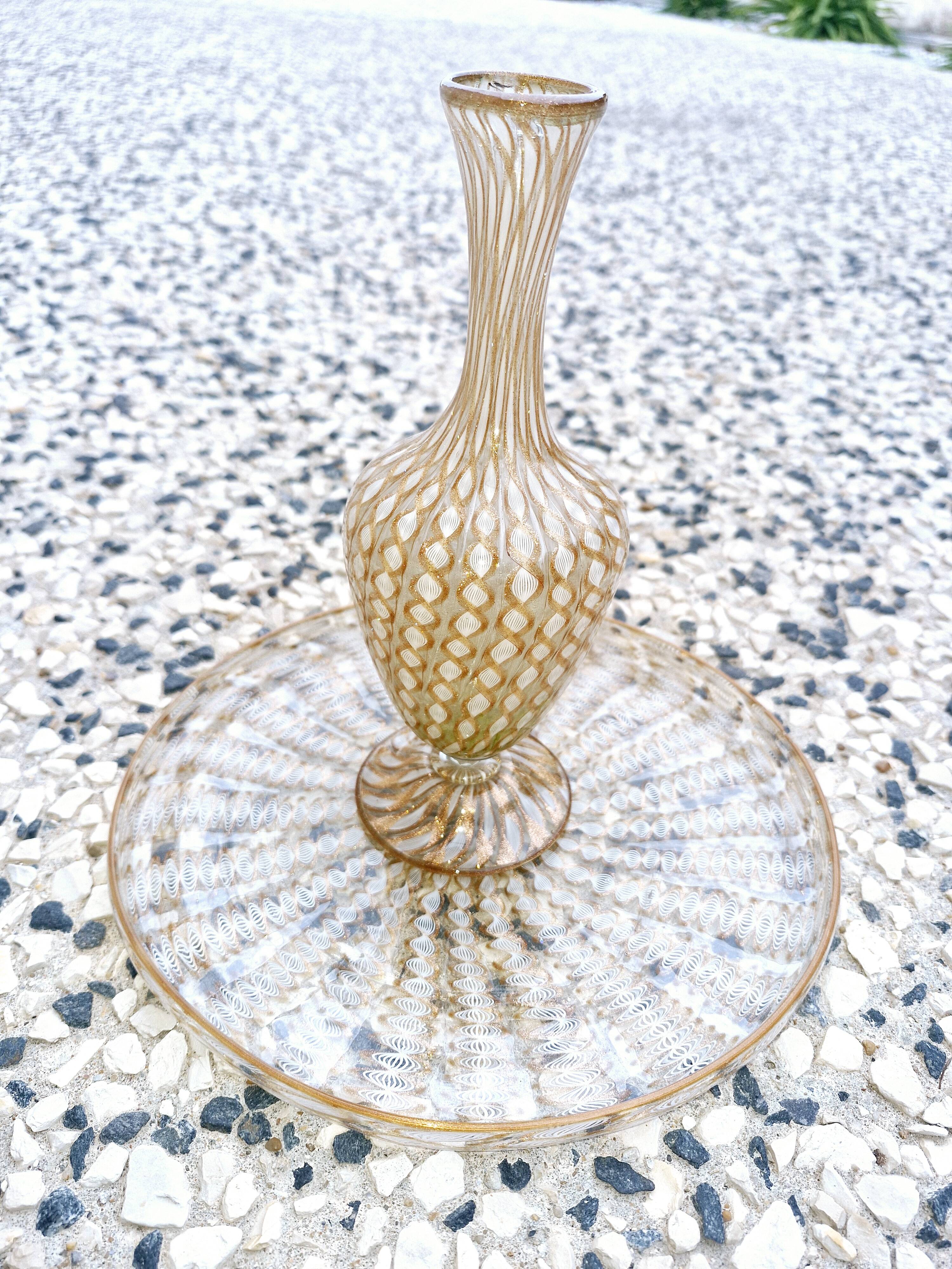 Murano vase 1960 gilded