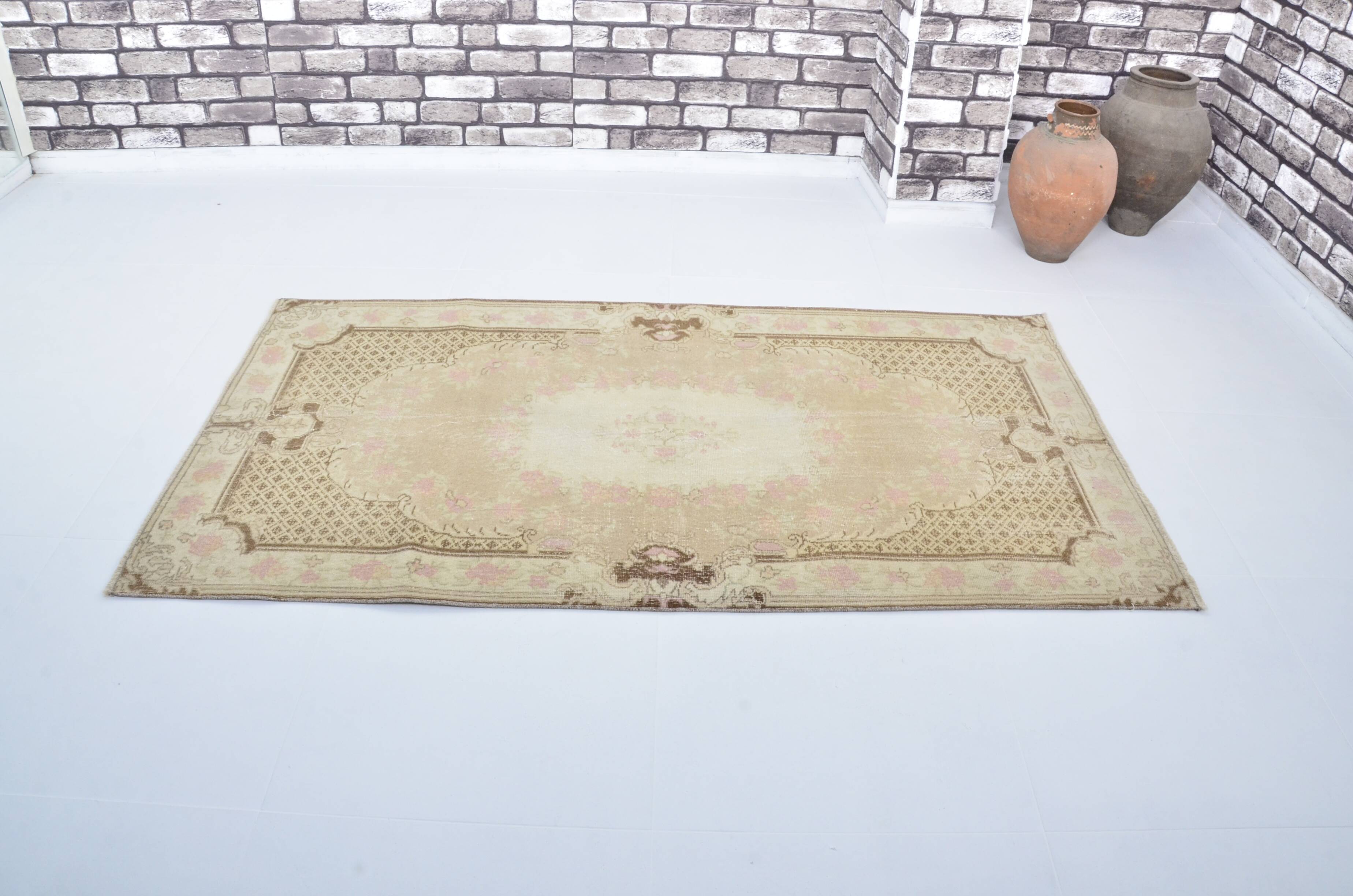 Tapis Oushak vintage aux couleurs douces, référence 3298