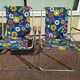 Lot de 4 chaise de camping pliante vintage bleu fleur