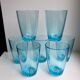 Lot de 7 verres à eau made in france en verre bleu années 70