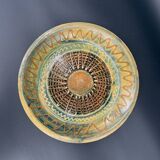 Large decorative glazed ceramic dish – solar motif, 1960s–1970s