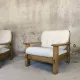 Paire de fauteuils vintage en orme massif