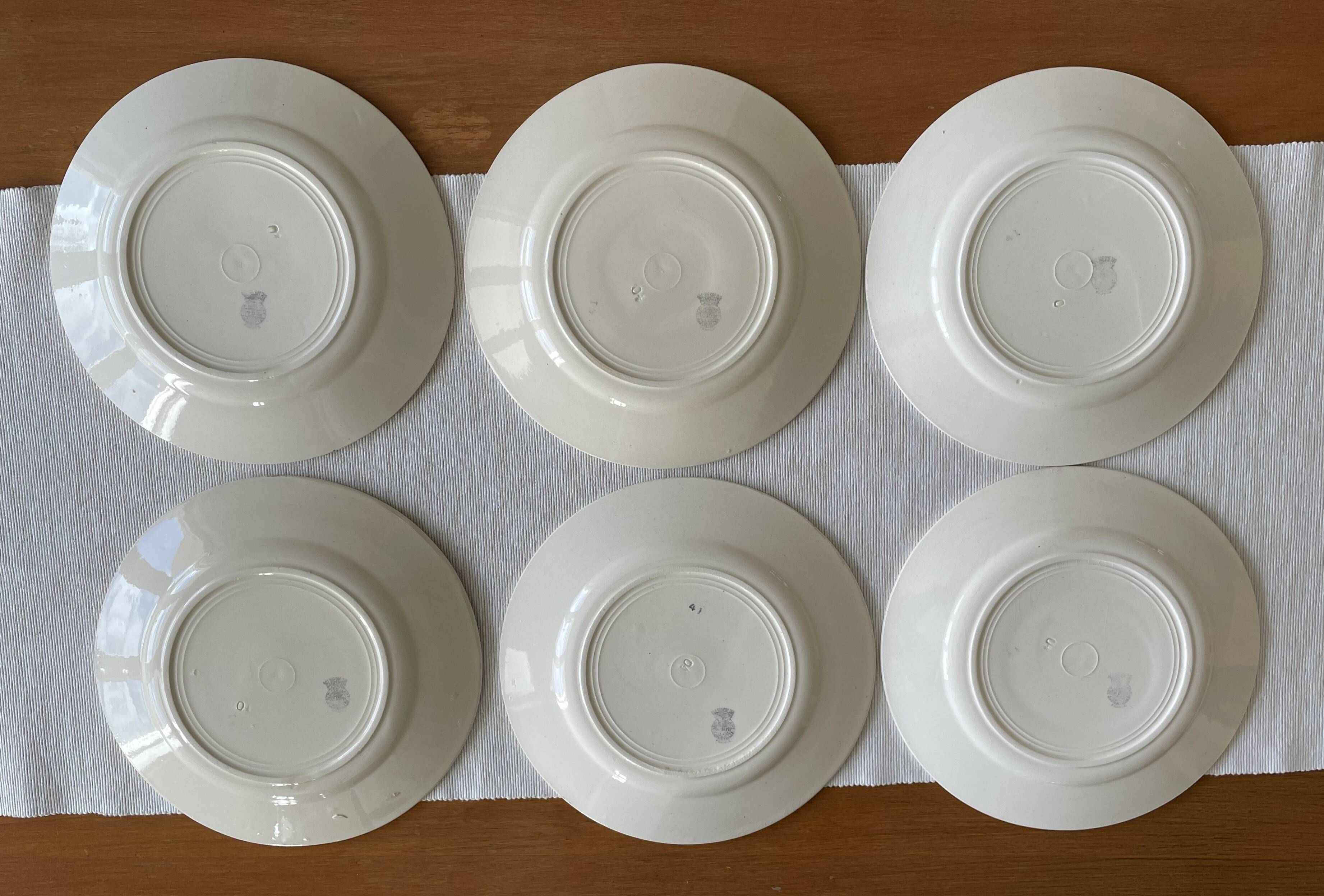 6 antique dessert plates in faience from badonviller