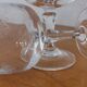 Set of 5 old port glasses with engraved crystal stems