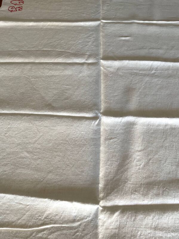 Drap ancien en lin naturel monogramme OG