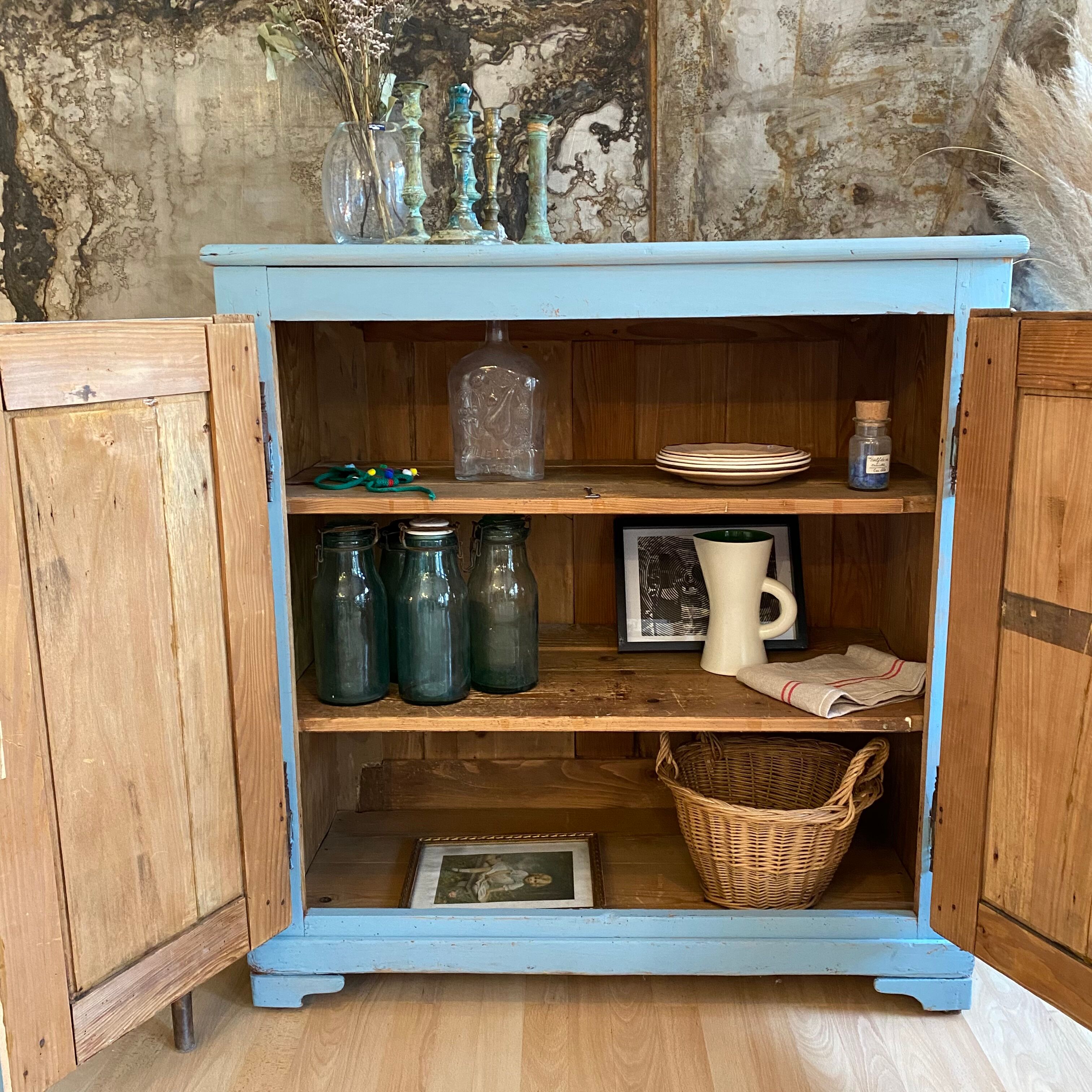 Antique buffet in its pretty bluish patina