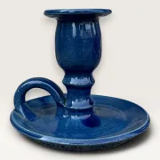 Blue ceramic rat cave candlestick