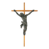Antique realistic wooden crucifix, France ca. 1850
