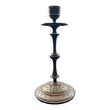 Chiseled brass candle holder