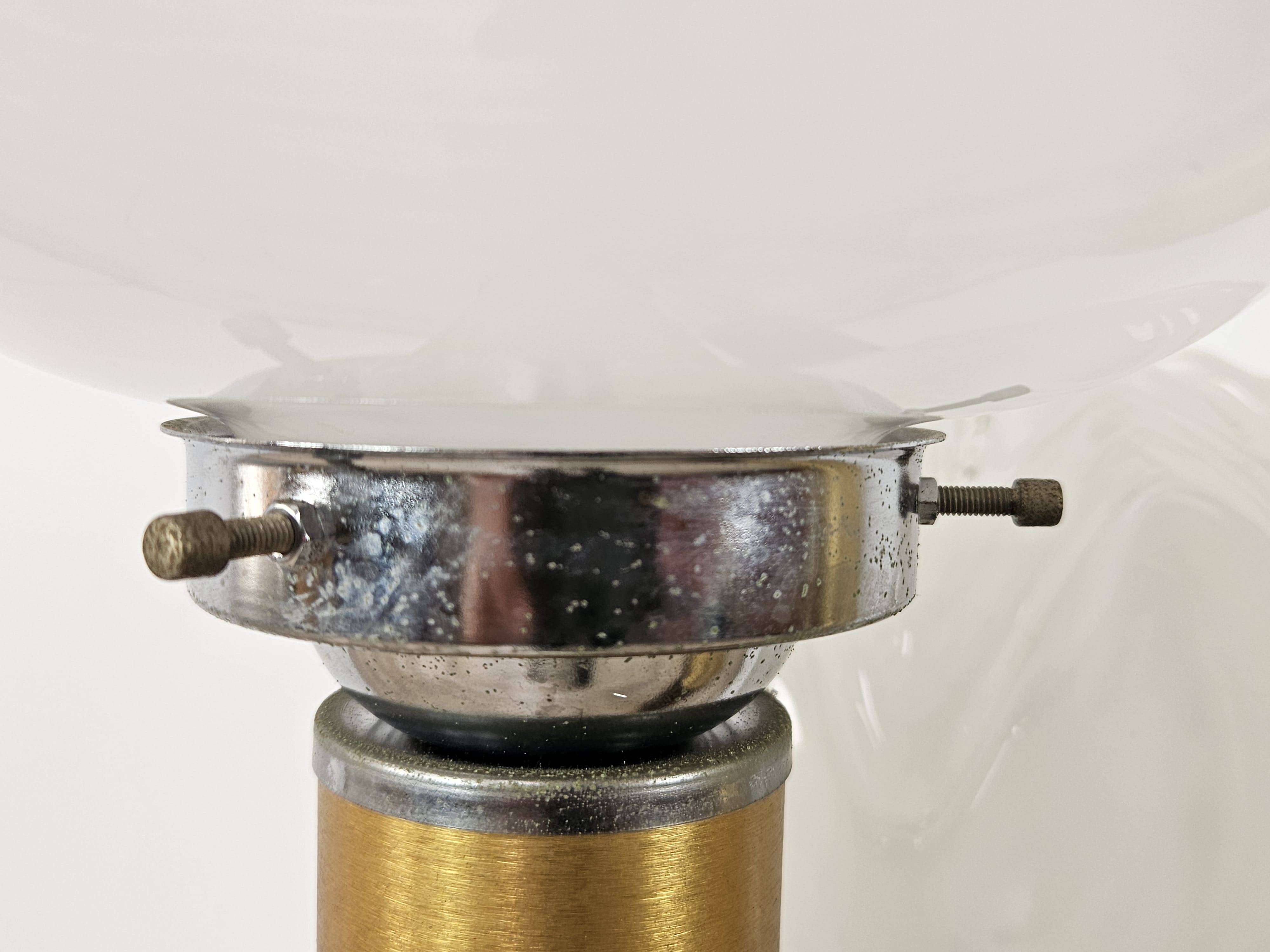 Mid-Century Murano Glass Floor Lamp in Wood and Metal with 3 Light Points