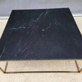 Coffee table or black marble and brass display "in its own juice"