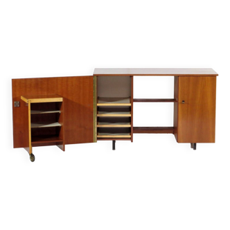 Vintage mid century modern executive writing corner desk in teak, 1960s