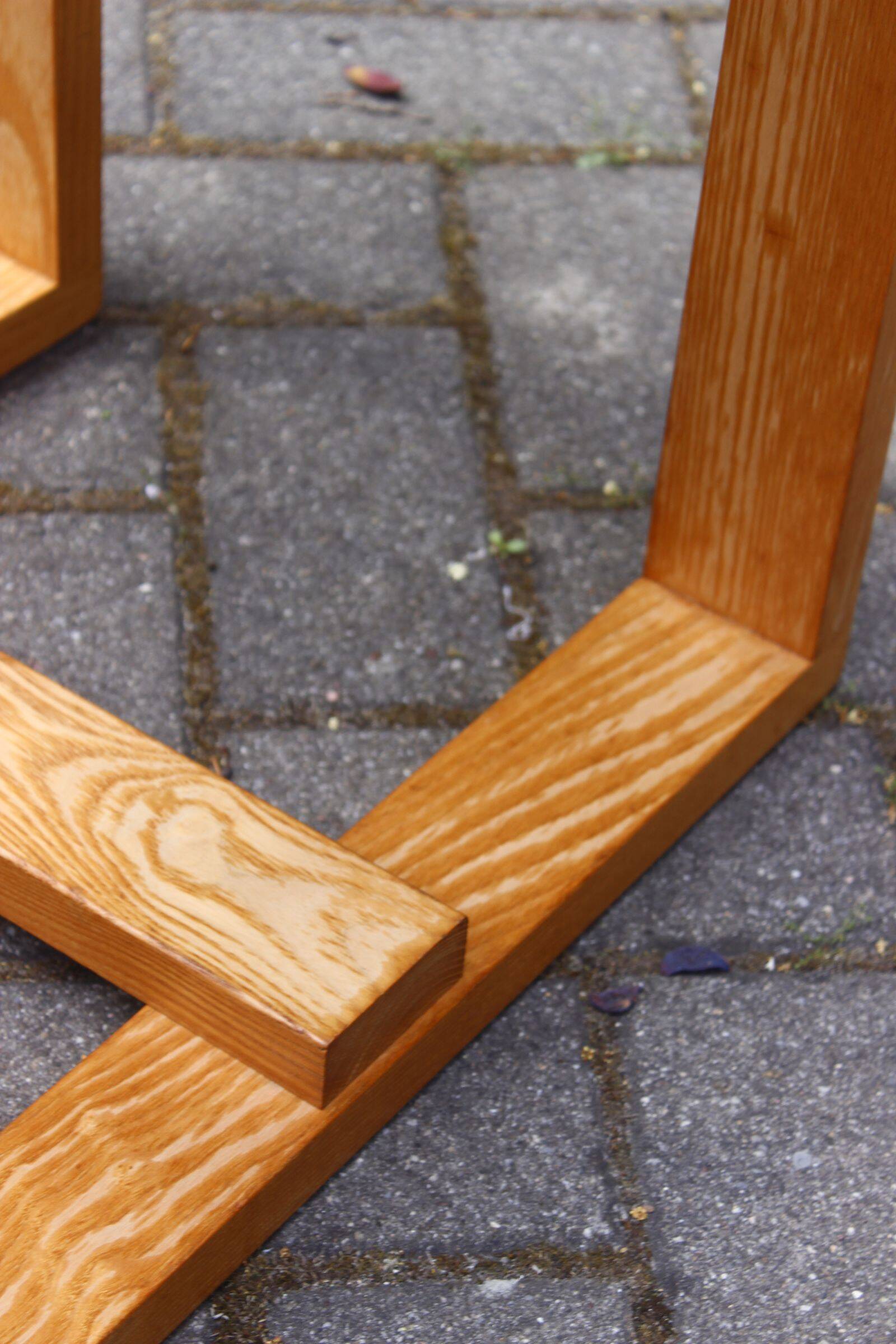 Vintage solid wood stool, modernist design 1970s
