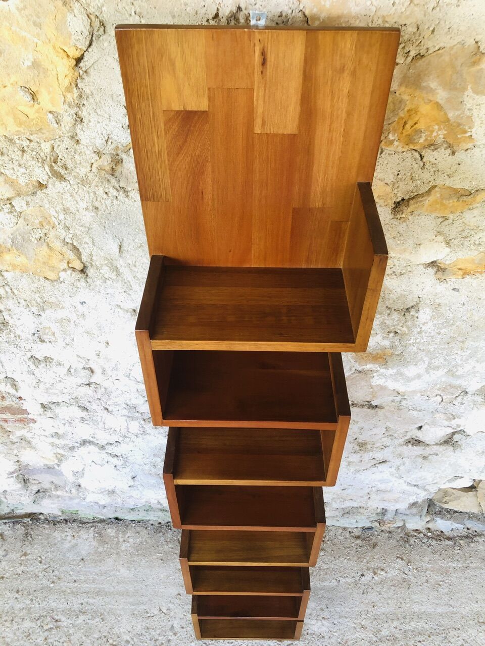 Vintage straight wall shelf, Scandinavian teak style, Circa 70's