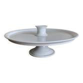 Assiette montée d'office 19e XL plat présentoir sur pied en faïence blanche