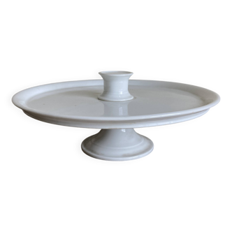 Assiette montée d'office 19e XL plat présentoir sur pied en faïence blanche