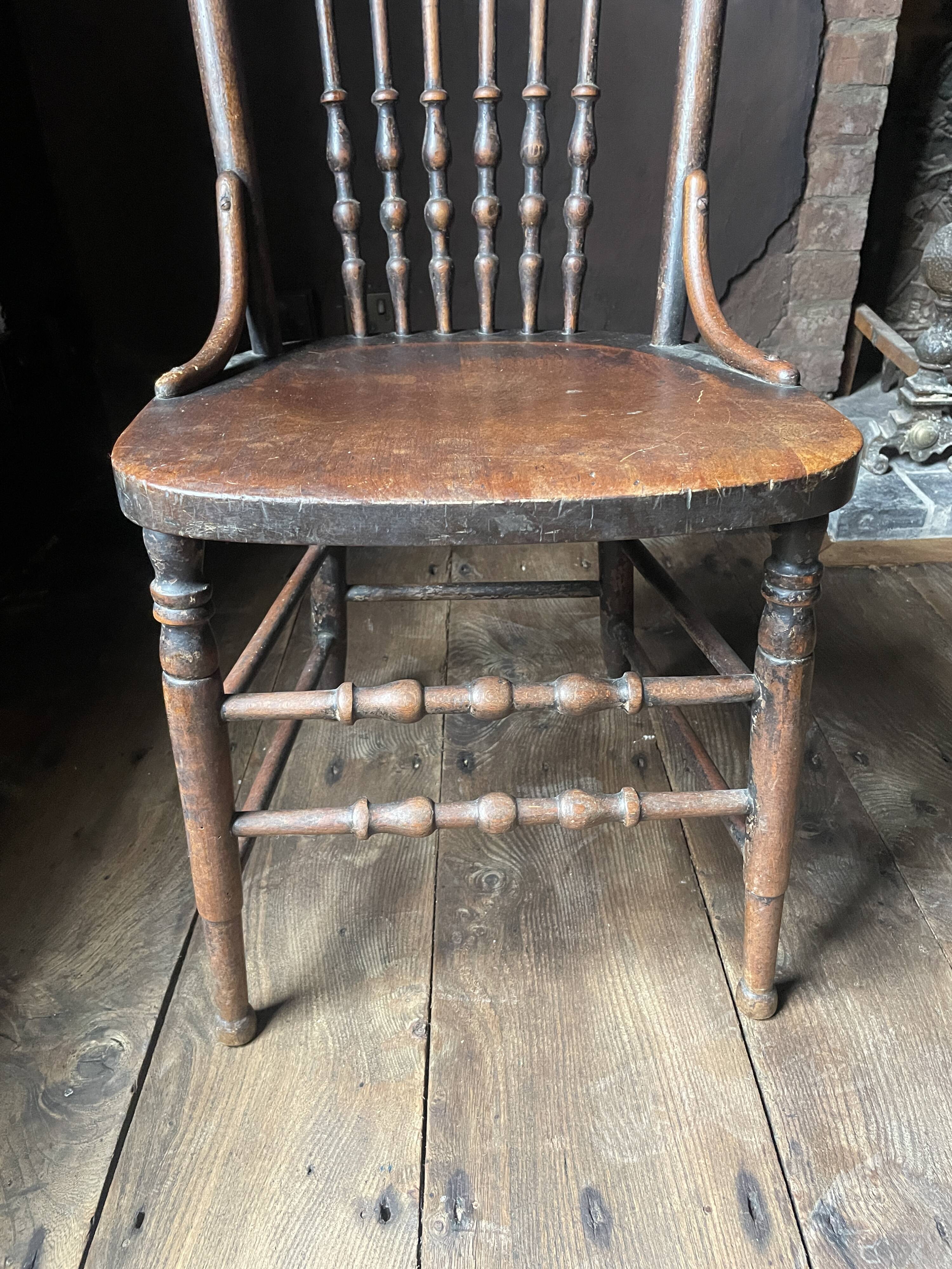 Pair of Antique Country Chairs with Carved Crest Rails | Vernacular Spindle