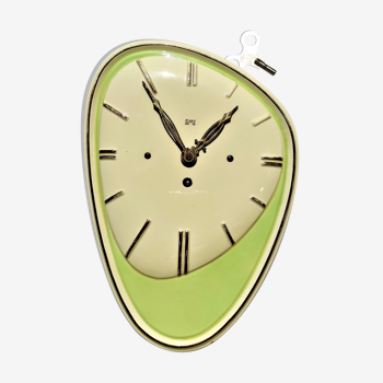 Pendule, horloge murale smi en céramique des années 50 vintage avec sa clef
