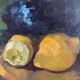 Large vintage original floral still life painting with fruit