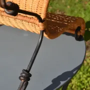 Wrought iron and rattan magazine/newspaper rack