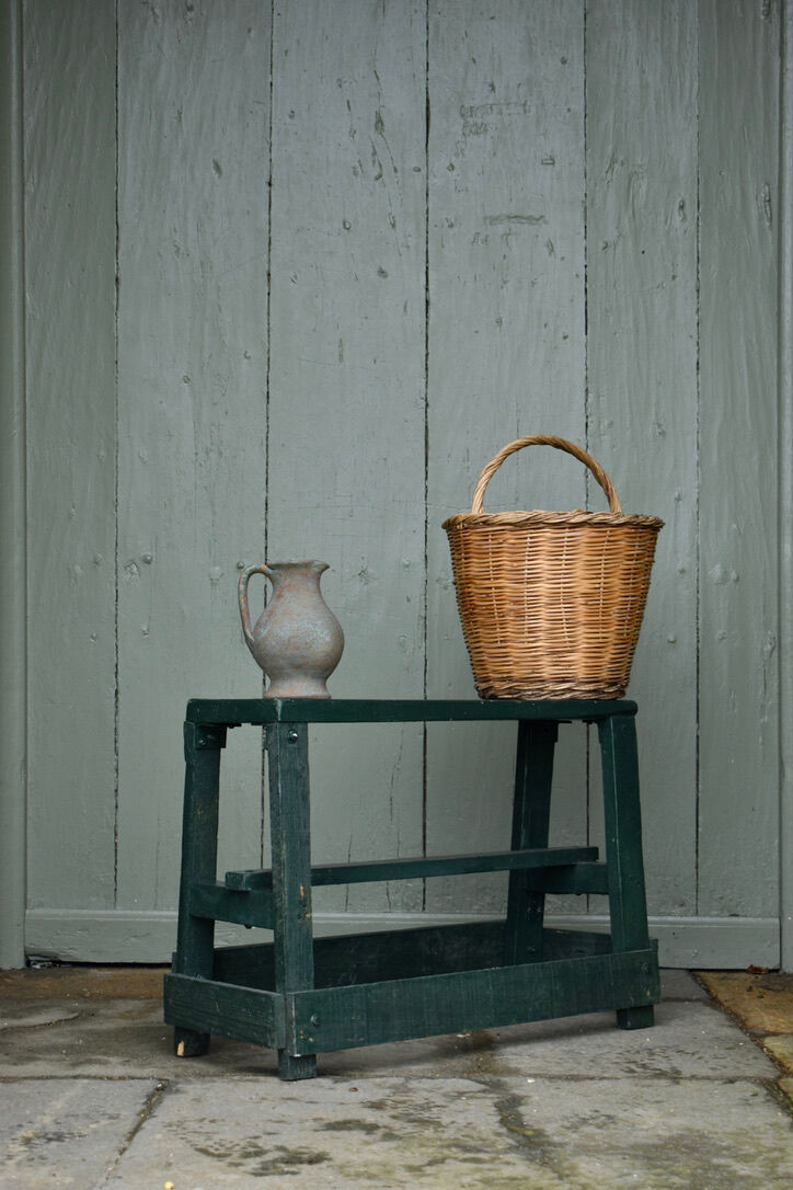 Vintage green old workshop bench