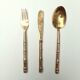 Service 12 person cutlery brass bamboo bronze