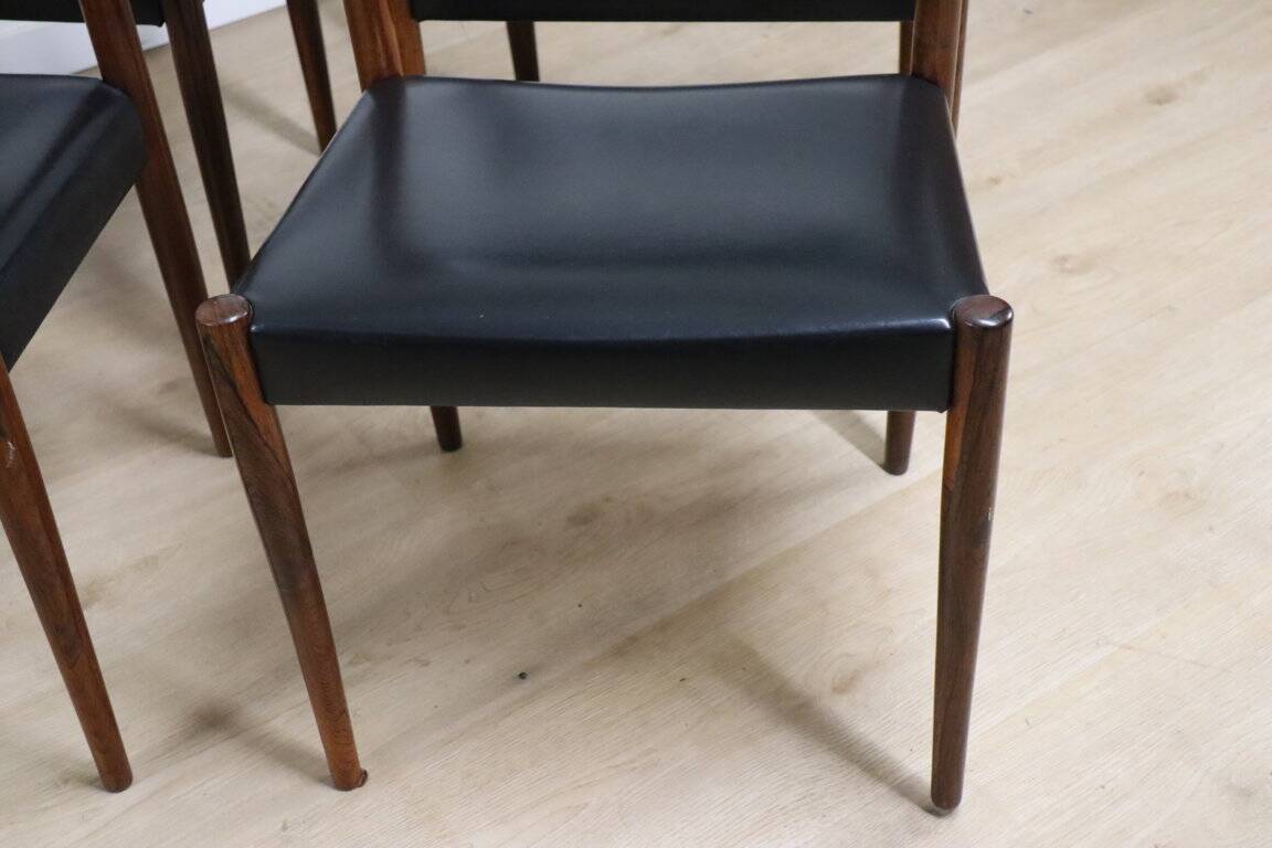 Set of 4 Scandinavian Danish chairs in rosewood and skai, 1960