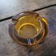 Vintage 1970s molded amber glass ashtray