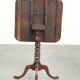Antique English oak tilt top table from the 19th century in a unique shape