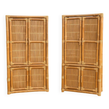 Vintage bamboo and rattan wardrobe or storage unit