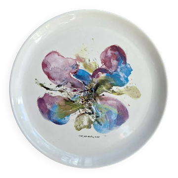 Assiette porcelaine zao wou ki assiette orchidée coffret