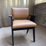 Compass leg armchair - teak and leather