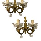 Crystal Bronze Sconces Set of 2 1950’s