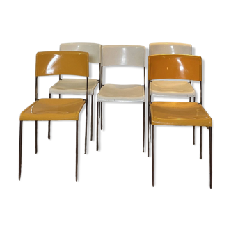 5 chaises L303 Graphal par Lafargue (deux couleurs)