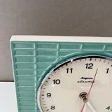 Vintage dugena wall clock, ceramic clock, pastel green, mid century clock