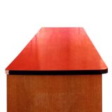 Wooden enfilade with fuchsia pink and black formica, 1950s, 130x50x100cm