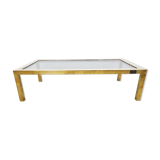 Table basse vintage en laiton et chrome, années 1970